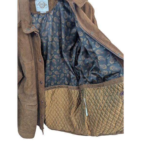 Vintage Brown Suede Jacket Men’s XL Snap Close Dark Academia Heritage Workwear - Picture 5 of 9